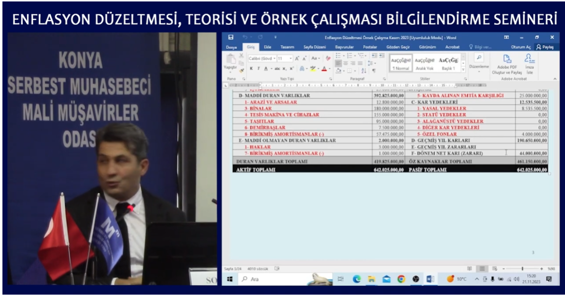 Enflasyon Düzeltmesi, Teorisi ve Örnek Çalışması Bilgilendirme Seminerimiz